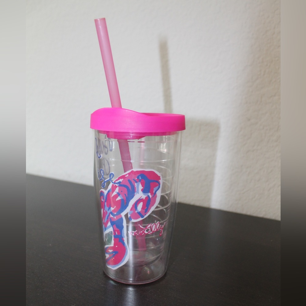 Lilly Pulitzer lobster tumbler with straw